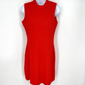 St. John by Marie Gray Vintage Orange Red Knit Sleeveless Back Zip Dress Size 4